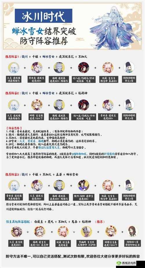 阴阳师SP雪女结界防守最佳阵容搭配指南